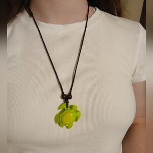 Green Turtle Pendant Necklace